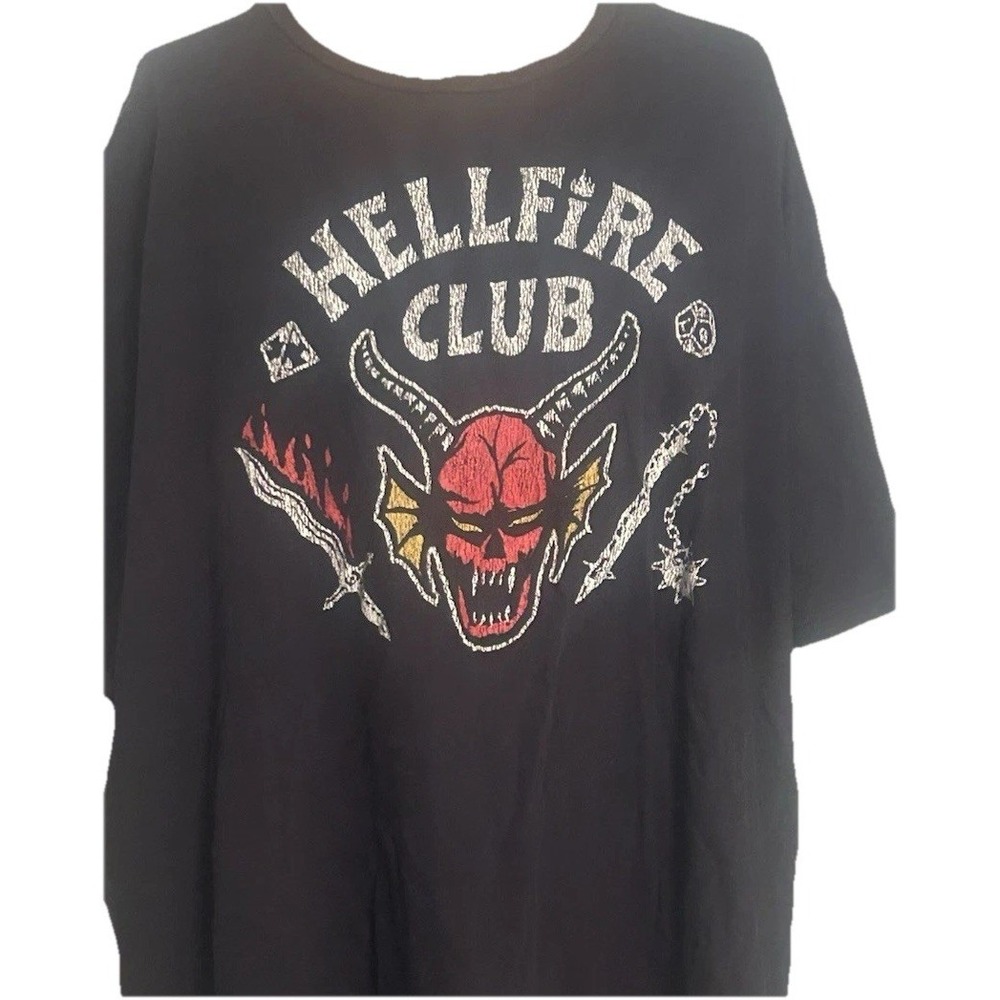 Netflix Stranger Things Hellfire‎ Club Black T-Shirt Men's Size 3XL XXXL